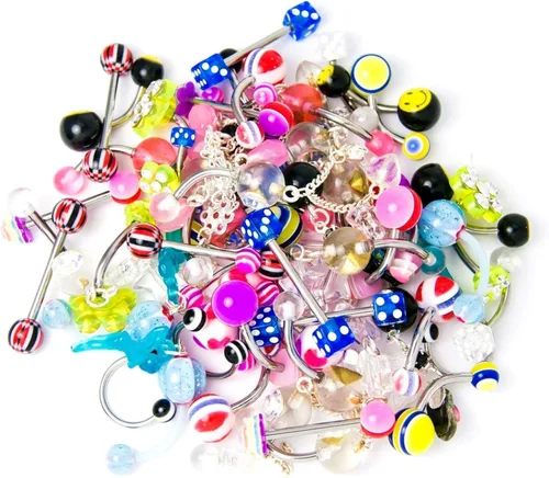 Vista 4 de BodyJ4You 120PC Body Piercing Jewelry - Ear Tragus Cartilage Daith Nose Septum Lip Belly Button - 14G 16G 18G 20G RANDOM Mix - Horseshoes Rings