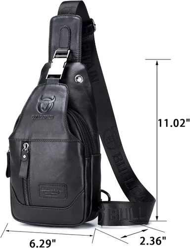 Vista 9 de LUKZIJAES Bolso bandolera de cuero genuino para hombre