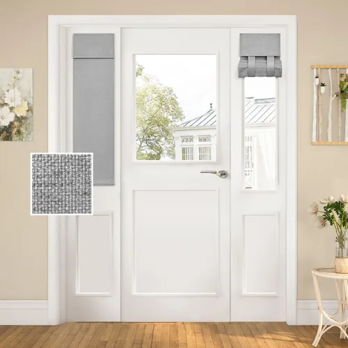 Vista 19 de HOMEIDEAS Cortinas opacas de lino con luz lateral para puerta delantera, cortinas de ventana de puerta lateral, ventana pequeña, decoración moderna