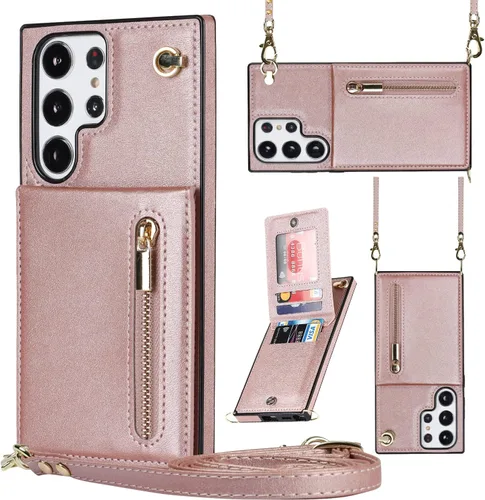 Vista 35 de Funda para teléfono Samsung Galaxy S9 con correa cruzada, tarjetero de cuero, con cordón, ranuras de crédito, cierre magnético, accesorios para Negro