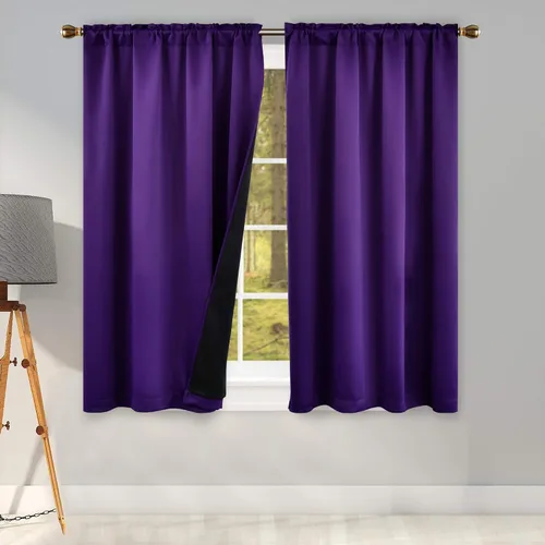 Vista 34 de KEQIAOSUOCAI Aqua - 100 cortinas opacas con forro negro para dormitorio, paneles de cortina totalmente opacas para sala de estar, cortinas aislantes