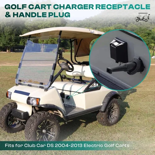 Vista 7 de 48 V Cargador de carrito de golf Cargador Receptáculo Enchufe para Club Car DS Modes, Puerto de carga de carrito de golf con cable y enchufe