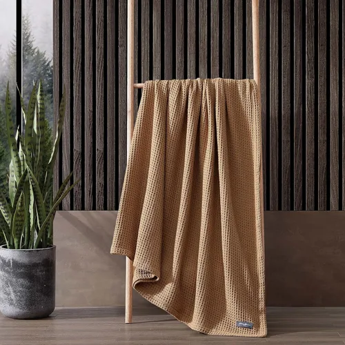 Vista 7 de Eddie Bauer - Manta tamaño King, ropa de cama 100% algodón suave con textura de tejido gofre, 400 GSM, manta para sofá o cama (marrón)