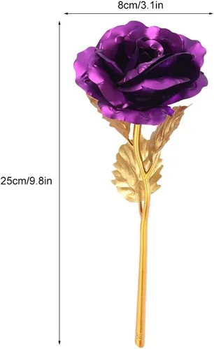 Vista 2 de Flor de lámina de oro de 24 quilates con lámina de oro artificial, regalo romántico para decoración de mesa del hogar ()