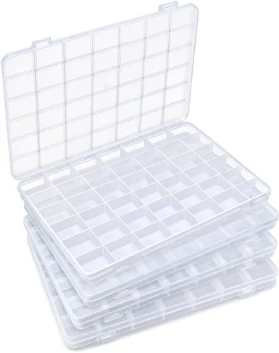Vista 9 de IOOLEEM Caja organizadora de cuentas de plástico de 15 rejillas, caja de almacenamiento de contenedores, divisores para artes y manualidades