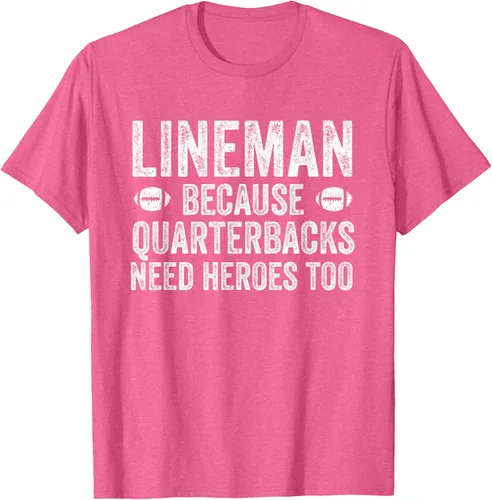 Vista 44 de Lineman Because Quarterbacks Need Heroes Camiseta de fútbol linieros S Negro
