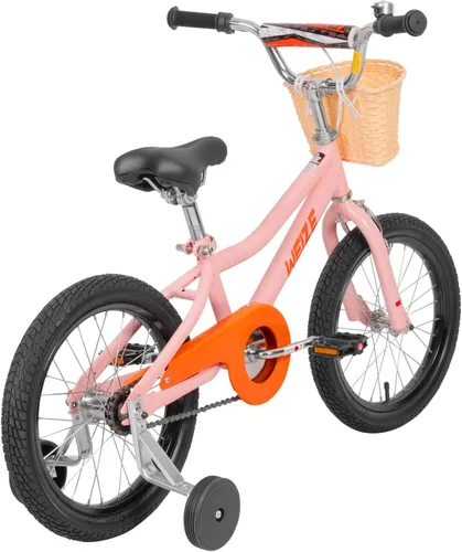 Vista 5 de WEIZE - Bicicletas para niños de 16 pulgadas con cesta para niños y niñas Rosa