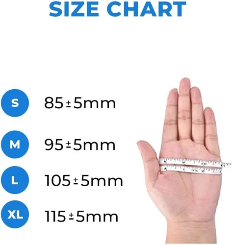 Vista 9 de Guantes de examen médico de nitrilo: sin polvo, no estériles, guantes desechables de 5 mil, color azul