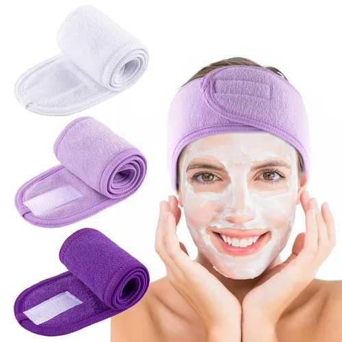 Vista 11 de Whaline Diademas faciales de spa, 3 piezas, diadema de tela de toalla suave y ajustable para lavado de cara, ducha, cubierta facial, yoga