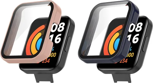 Vista 11 de Paquete de 2 fundas protectoras de pantalla compatibles con Redmi Watch 2 Lite, accesorios de policarbonato de vidrio templado, resistente a