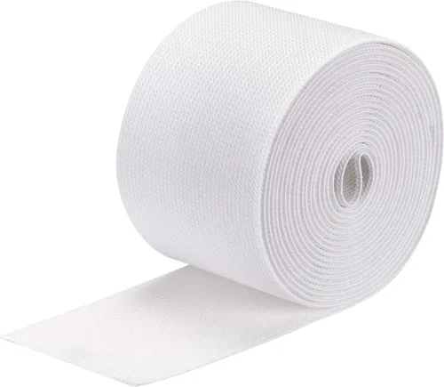 Vista 7 de MECCANIXITY Banda elástica ancha de sarga de doble cara de 3 pulgadas, plana de 2 yardas, banda elástica tejida de punto, correa elástica pesada
