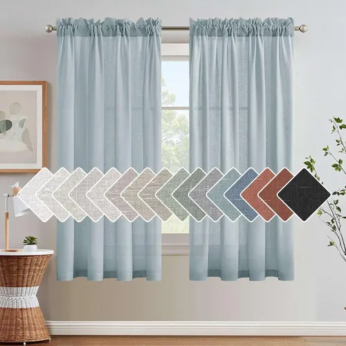 Vista 42 de H.VERSAILTEX Cortinas texturizadas de lino con filtro de luz para sala de estar, tratamiento de ventanas, cortinas naturales y duraderas