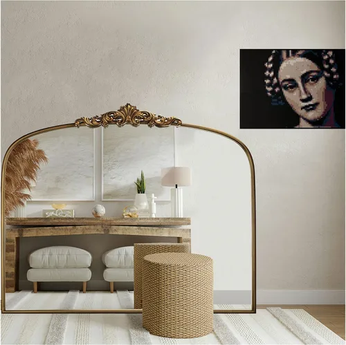 Vista 10 de Espejo de pared dorado vintage de 40 x 30 pulgadas Barroco con cuentas