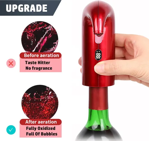 Vista 4 de Aireador de vino eléctrico, decantador de vino eléctrico y decantador de vino de un solo toque para rojo y blanco, aireador y dispensador de vino
