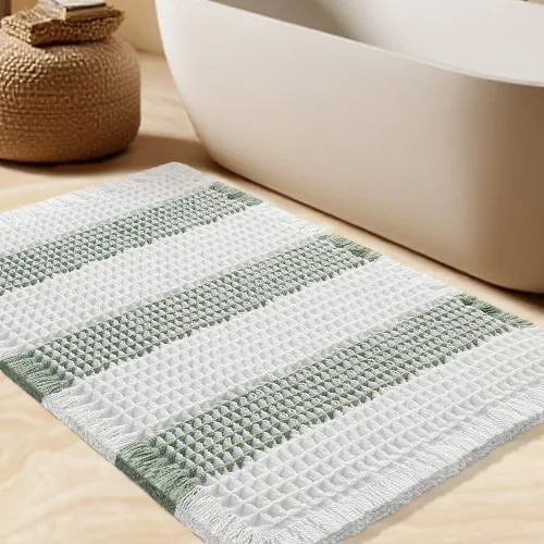 Vista 40 de Tapete de baño con diseño de gofre, moderno, bohemio, absorbente, antideslizante, ultrasuave, lavable a máquina, con letra de baño, dormitorio