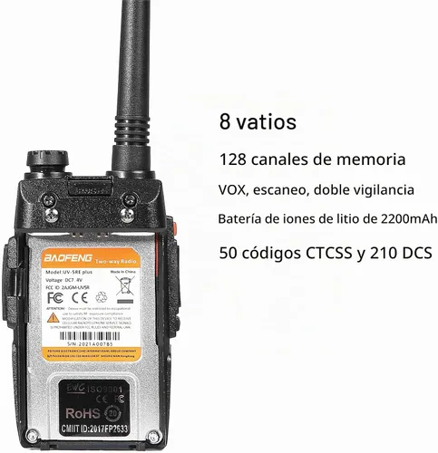 Vista 5 de Baofeng UV-5RE Plus 8W Radios de doble banda de 2 vías de largo alcance
