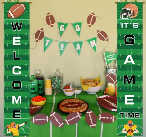 Vista 6 de Cartel de bienvenida para porche de fútbol, decoración de fiesta para el día del juego, deportes, puerta, casa, fiesta, suministros