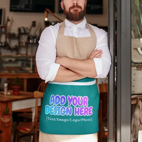 Vista 128 de AXKEUDO Delantal personalizado con bolsillos, delantales de cintura para camarera para cocinar en casa, restaurante, servir trabajo