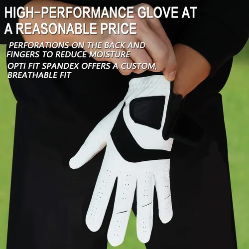 Vista 5 de FINGER TEN Golf Gloves Men Left Right Hand 5 Pack Blanco (guantes para hombre)