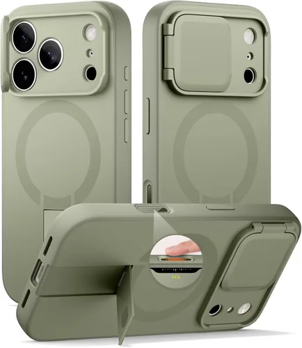 Vista 45 de SURITCH Funda para iPhone Air con cubierta de control de cámara, funda deslizante para cámara y soporte ajustable, compatible con MagSafe, a prueba