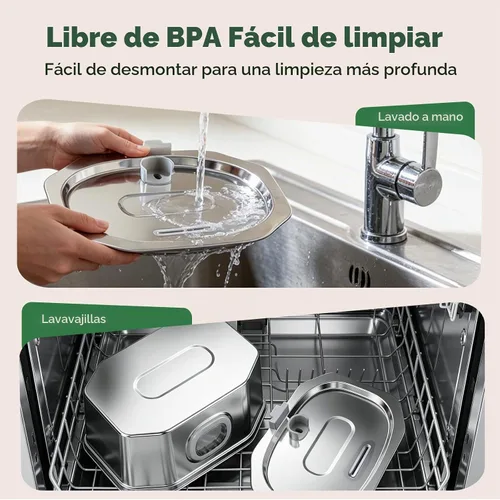 Vista 7 de APAUK Fuente de agua para gatos de acero inoxidable, fuente de agua