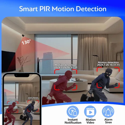 Vista 3 de Cámara de seguridad celular 4G LTE, pequeña cámara inalámbrica 2K HD, no necesita WiFi, visión nocturna por infrarrojos, detección de movimiento