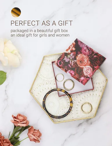 Vista 7 de Mymazn Llavero pulsera pulsera llavero brazalete brazalete llavero brazalete llavero para mujer, llavero redondo de acetato Tortuga clásica