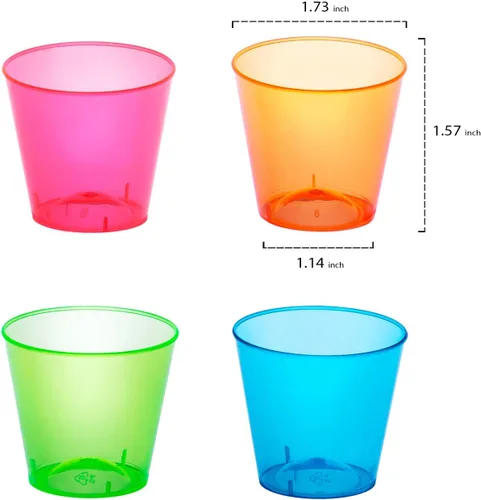 Vista 4 de Party Essentials Vasos de chupito, 1 oz, de plástico duro, Multicolor