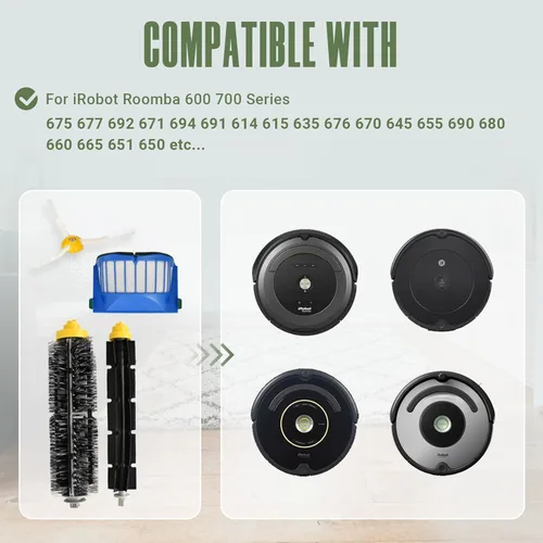 Vista 7 de Kit de accesorios de repuesto para iRobot Roomba 675 694 692 614 670 677 671 691 676 639 679 615 600 Series Robot aspirador, 1 rueda delantera, 1