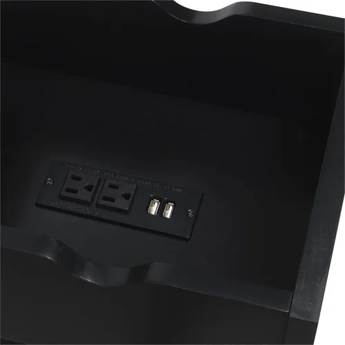 Vista 4 de Convenience Concepts Oxford - Mesa auxiliar abatible con estación de carga de 23.75 pulgadas, moderna mesa de sala de estar con puertos USB y tomas