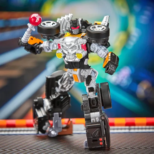 Vista 6 de Transformers Colaborative Hot Wheels x Bone Shaker, figura de acción de robot de clase de lujo de 5 pulgadas que se convierte en automóvil, juguetes