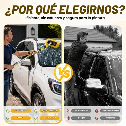 Vista 6 de SISUPASSIE Cepillo de lavado de auto, cepillo telescópico de lavado de autos de 12 pies con mango largo, cepillo de limpieza de coche de cerdas