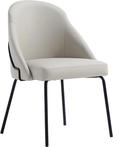 Vista 6 de Manhattan Comfort Gracie - Juego de 1 sillas de comedor modernas de piel sintética, asiento tapizado de piel sintética, patas de acero, espuma