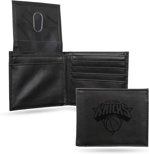 Vista 27 de Rico Industries - Cartera de diseño delgado con grabado láser de la NBA, cartera con grabado láser estilo billetera - Gran regalo Negro