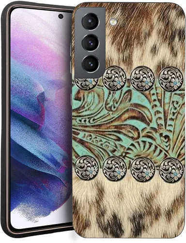 Vista 10 de Funda compatible con Samsung Galaxy S20 FE, piel de vaca occidental, turquesa y marrón, funda protectora de TPU suave a prueba de golpes