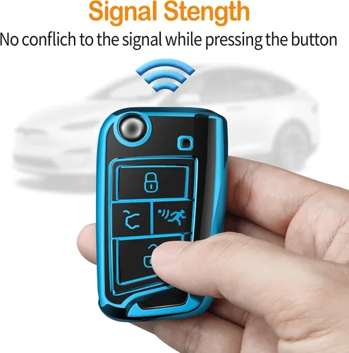 Vista 5 de Funda para llavero Volkswagen con llavero, carcasa de protección completa de TPU suave, llavero compatible con VW Tiguan Golf Jetta Polo Atlas Skoda