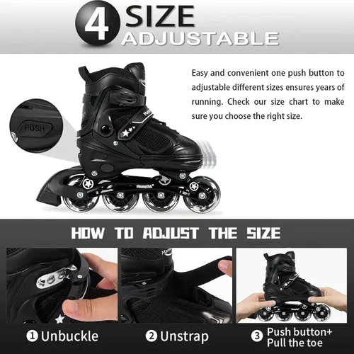Vista 20 de MammyGol Patines en línea ajustables para niños y niñas, patines con ruedas iluminadas de 4 a 16 años