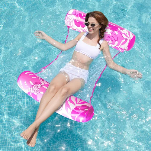 Vista 9 de SLOOSH Hammock Pool Floats Adults, 4-in-1 Multi-Purpose Inflatable Pool Floaties PVC Water Hammock Lounge Floaties