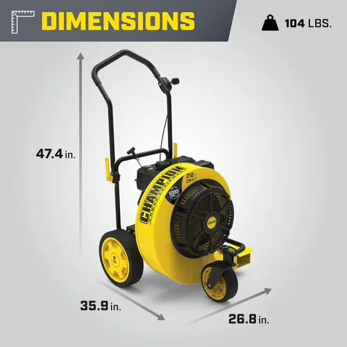 Vista 4 de Champion Power Equipment 212cc 1200 CFM Soplador de hojas para caminar detrás