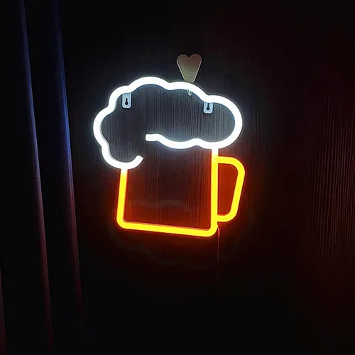 Vista 6 de Letreros de neón de cerveza LED para decoración de bar de cerveza blanca amarilla y blanca, luces de neón para bar, playa, tienda, Navidad, fiesta