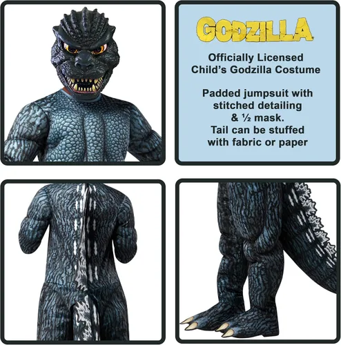 Vista 4 de Rubie's Godzilla - Disfraz clásico de Godzilla para niños, como se muestra, talla M