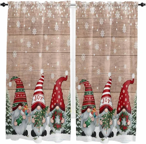 Vista 78 de Cenefas de Navidad de invierno para ventanas, cortinas de cocina con bolsillo para barra, cortinas con aislamiento térmico para ventana de baño
