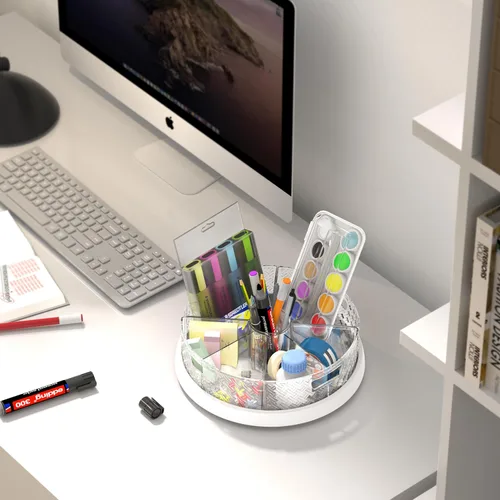 Vista 6 de Simple Houseware Lazy Susan - Tocadiscos de 12 pulgadas con cubos y divisores extraíbles