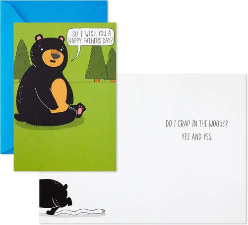 Vista 2 de Hallmark Shoebox - Paquete de tarjetas divertidas para el día del padre, oso en el bosque