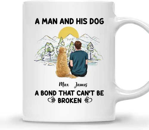 Vista 11 de Gossby Taza personalizada con texto en inglés «A Boy and His Dog», regalo personalizado para dueños de perros y hombres con diseño, nombre, razas