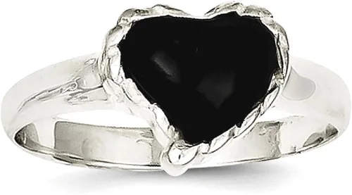 Vista 10 de 925 Sterling Silver Black Onyx Heart Band Ring Love Stone Natural Shell Wood Fine Jewelry For Women Gifts For Her