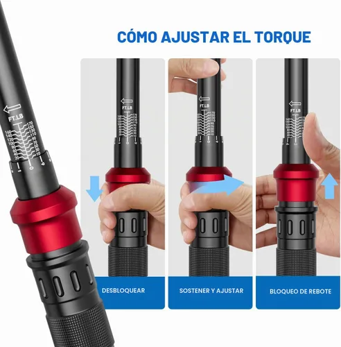 Vista 6 de SUERCUP - Llave dinamométrica de clic de 100 dientes de próxima generación, 1/2 pulgada, 10-170 pies 13.6-230.5 N.m, ±3% Accuracy, 3.6° Arc Swing