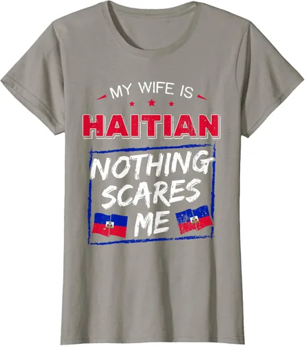 Vista 49 de My Wife Is Haitian Republic of Haiti Heritage Roots - Camiseta con bandera, Negro, S