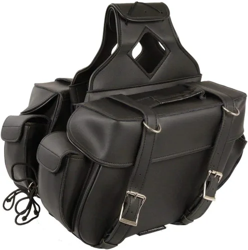 Vista 7 de Milwaukee Leather SH57403ZB Negro Medio Zip-Off PVC Tiro Sobre Dos Correa Sillín Bolsa