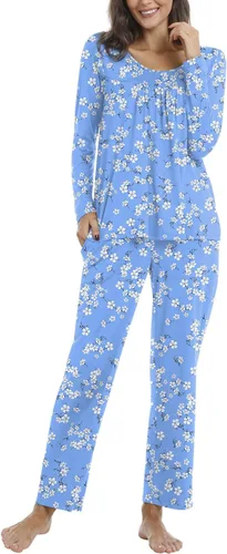 Vista 2 de TAOHUADAO Conjunto de pijama de otoño para mujer, 2 piezas, ropa de dormir con bolsillos